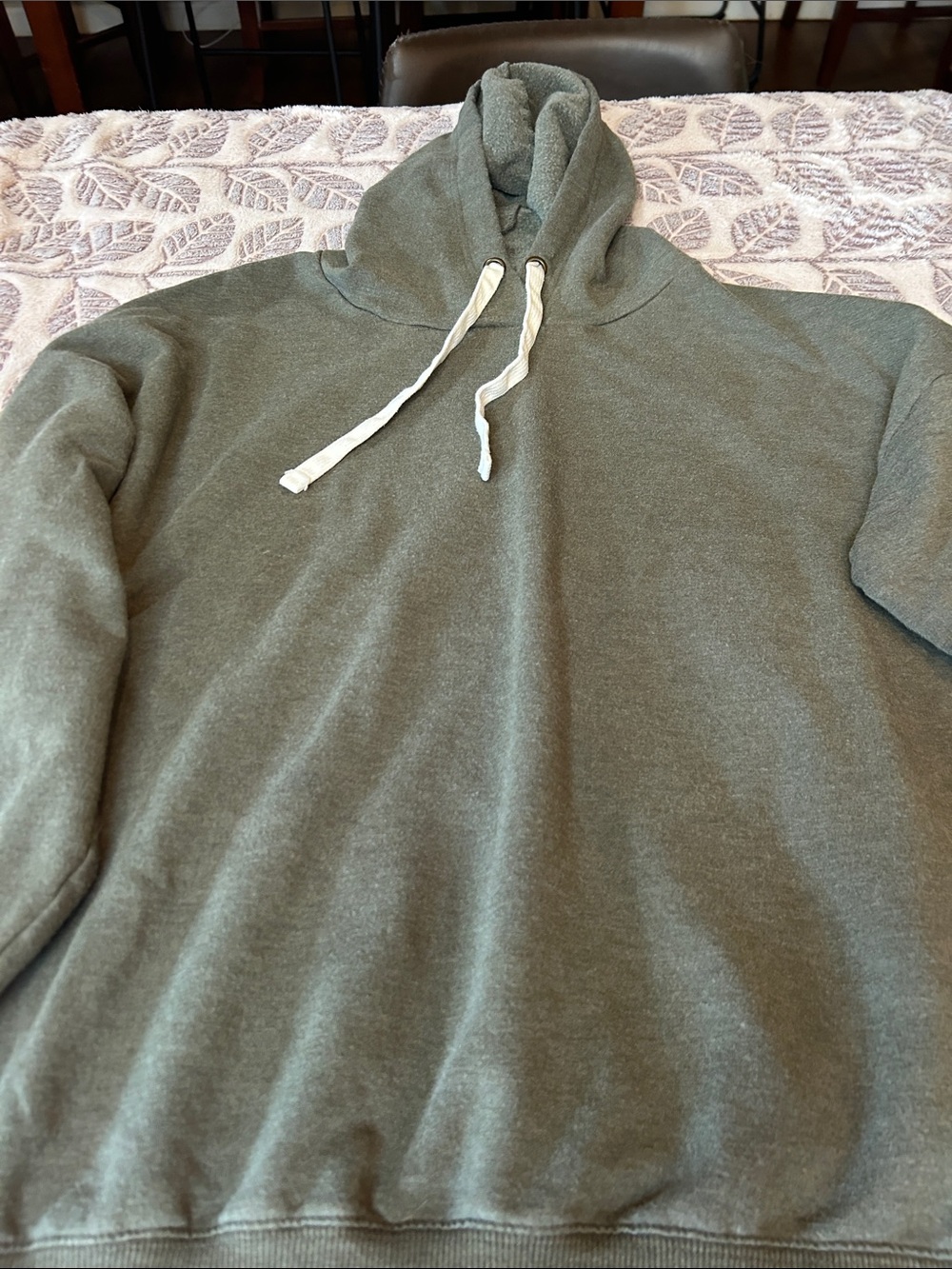 Buffalo David Bitton Olive Green Pullover Hoodie with White Drawstrings